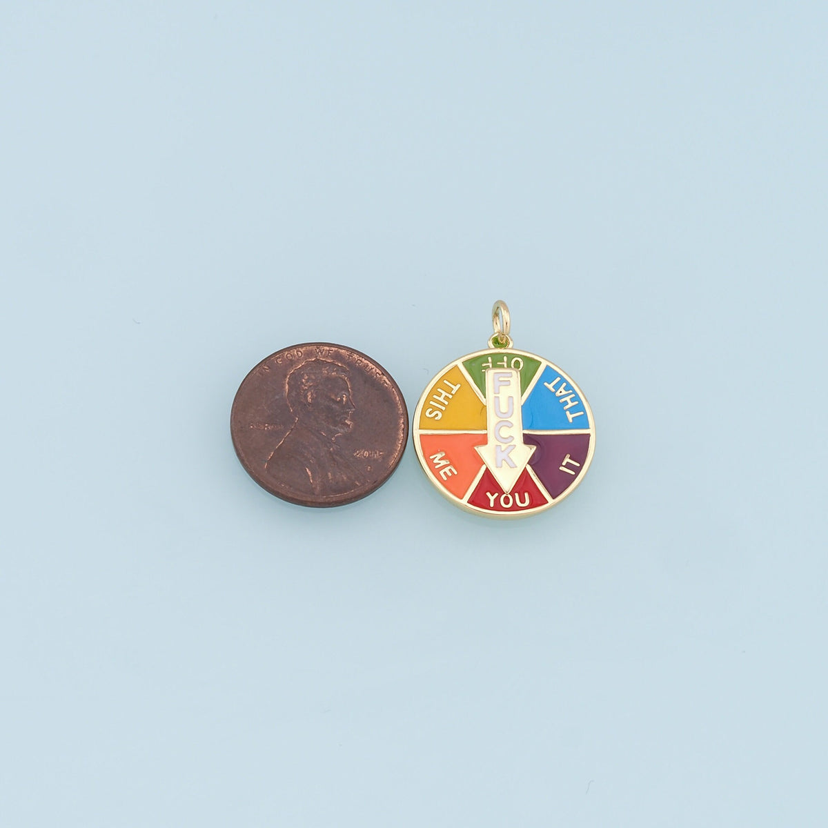 Gold Fuck Charms,18K Gold Filled Mood Pendant,Funny Colorful Enamel Charm Bracelet Necklace for DIY Jewelry Making Supply (un