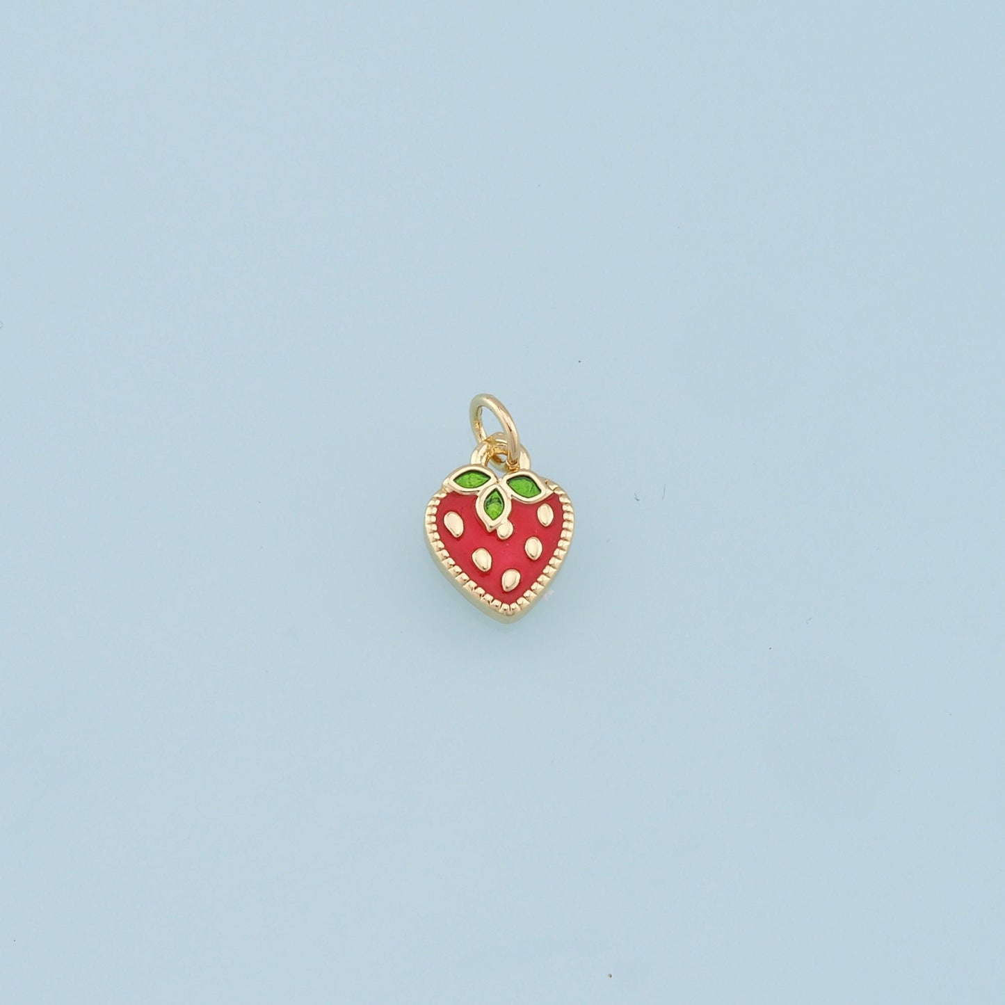 Gold Strawberry Charms,18K Gold Filled StrawberryPendant,Fruit Charm Bracelet Necklace for DIY Jewelry Making Supply