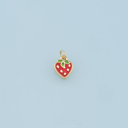 Gold Strawberry Charms,18K Gold Filled StrawberryPendant,Fruit Charm Bracelet Necklace for DIY Jewelry Making Supply