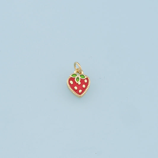 Gold Strawberry Charms,18K Gold Filled StrawberryPendant,Fruit Charm Bracelet Necklace for DIY Jewelry Making Supply