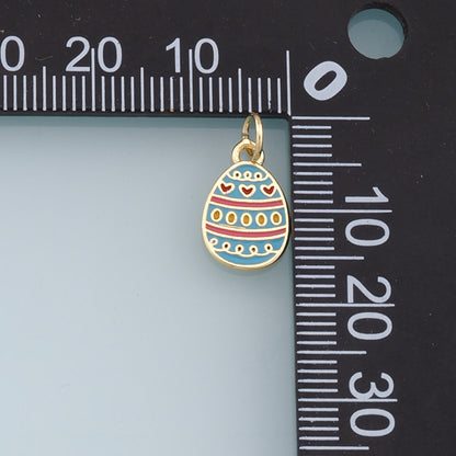 Gold Easter Egg Charms,18K Gold Filled Enamle Egg Pendant,Blue Easter Egg Charm Bracelet Necklace for DIY Jewelry Making Supply