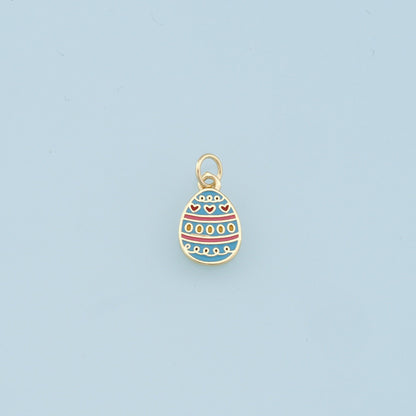 Gold Easter Egg Charms,18K Gold Filled Enamle Egg Pendant,Blue Easter Egg Charm Bracelet Necklace for DIY Jewelry Making Supply