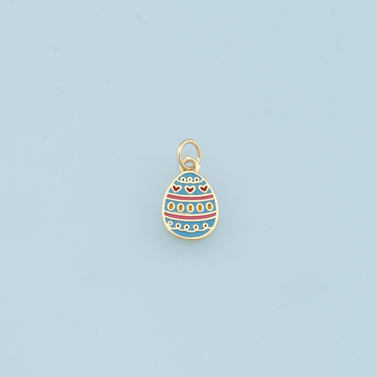 Gold Easter Egg Charms,18K Gold Filled Enamle Egg Pendant,Blue Easter Egg Charm Bracelet Necklace for DIY Jewelry Making Supply