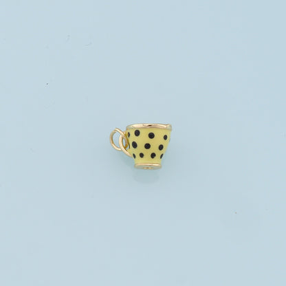 Gold Cup Charms,18K Gold Filled Enamel Cup Pendant,Cup Charm Bracelet Necklace for DIY Jewelry Making Supply