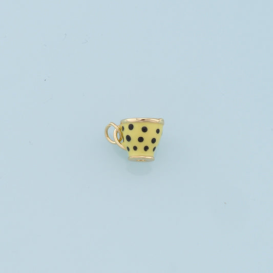 Gold Cup Charms,18K Gold Filled Enamel Cup Pendant,Cup Charm Bracelet Necklace for DIY Jewelry Making Supply