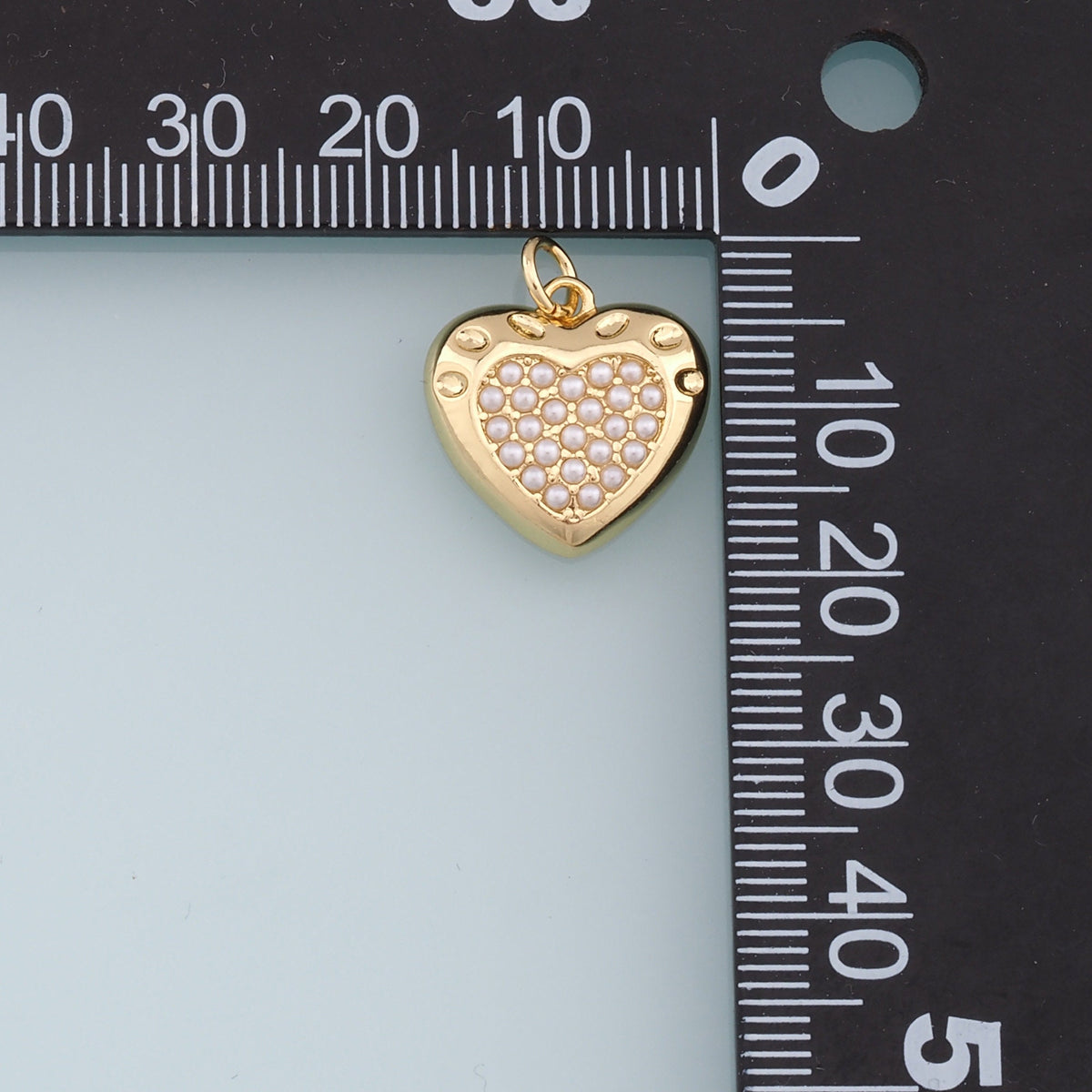 Gold Heart Pearl Charms,18K Gold Filled Heart Pendant,Heart Charm Bracelet Necklace for DIY Jewelry Making Supply