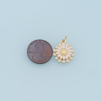 Gold Daisy Charms,18K Gold Filled Enamel Daisy Pendant,Daisy Charm Bracelet Necklace for DIY Jewelry Making Supply