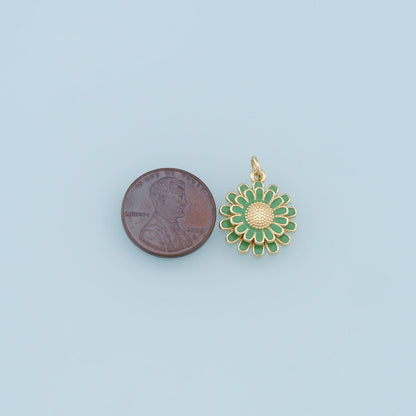 Gold Daisy Charms,18K Gold Filled Enamel Daisy Pendant,Daisy Charm Bracelet Necklace for DIY Jewelry Making Supply