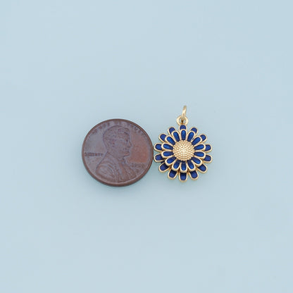 Gold Daisy Charms,18K Gold Filled Enamel Daisy Pendant,Daisy Charm Bracelet Necklace for DIY Jewelry Making Supply