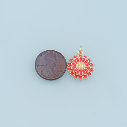Gold Daisy Charms,18K Gold Filled Enamel Daisy Pendant,Daisy Charm Bracelet Necklace for DIY Jewelry Making Supply