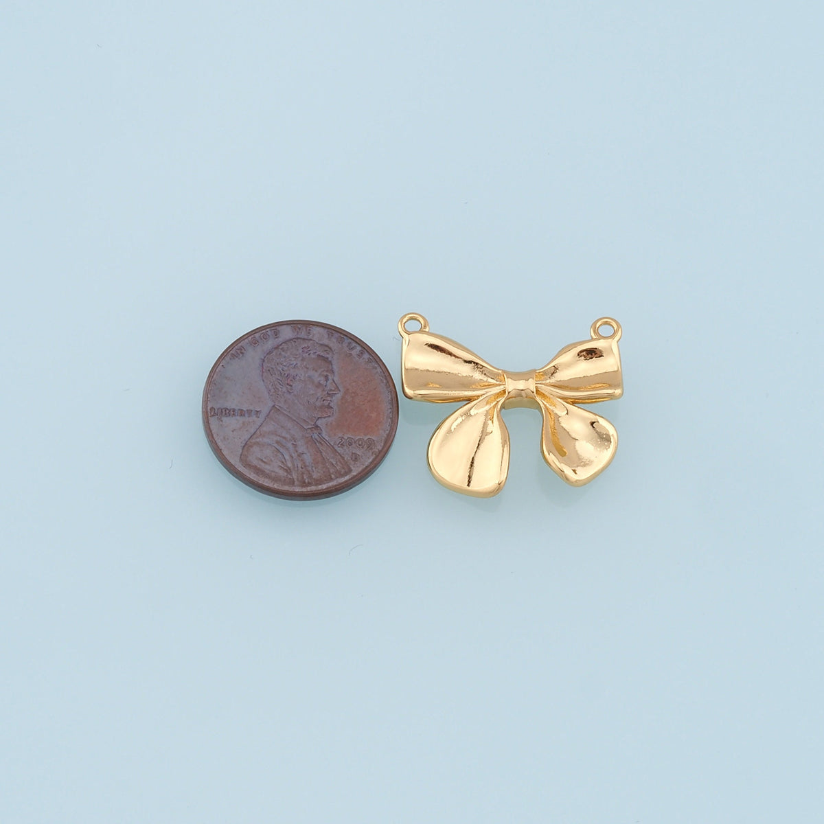 18K Gold Filled Bow Charm Pendant for Jewelry Making
