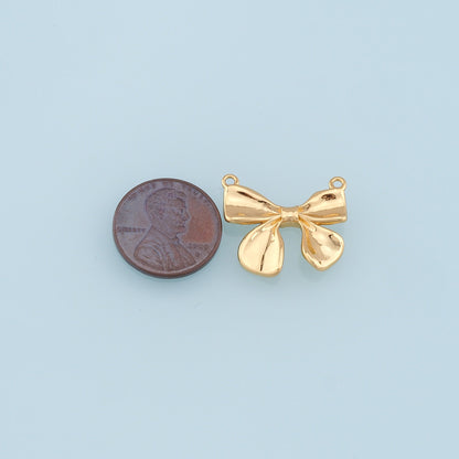 18K Gold Filled Bow Charm Pendant for Jewelry Making