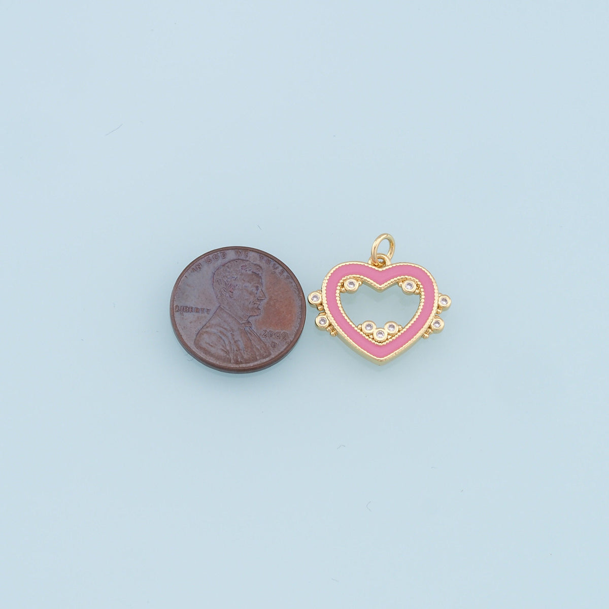 18K Gold Filled Heart Enamel Charm Pendant for Jewelry Making