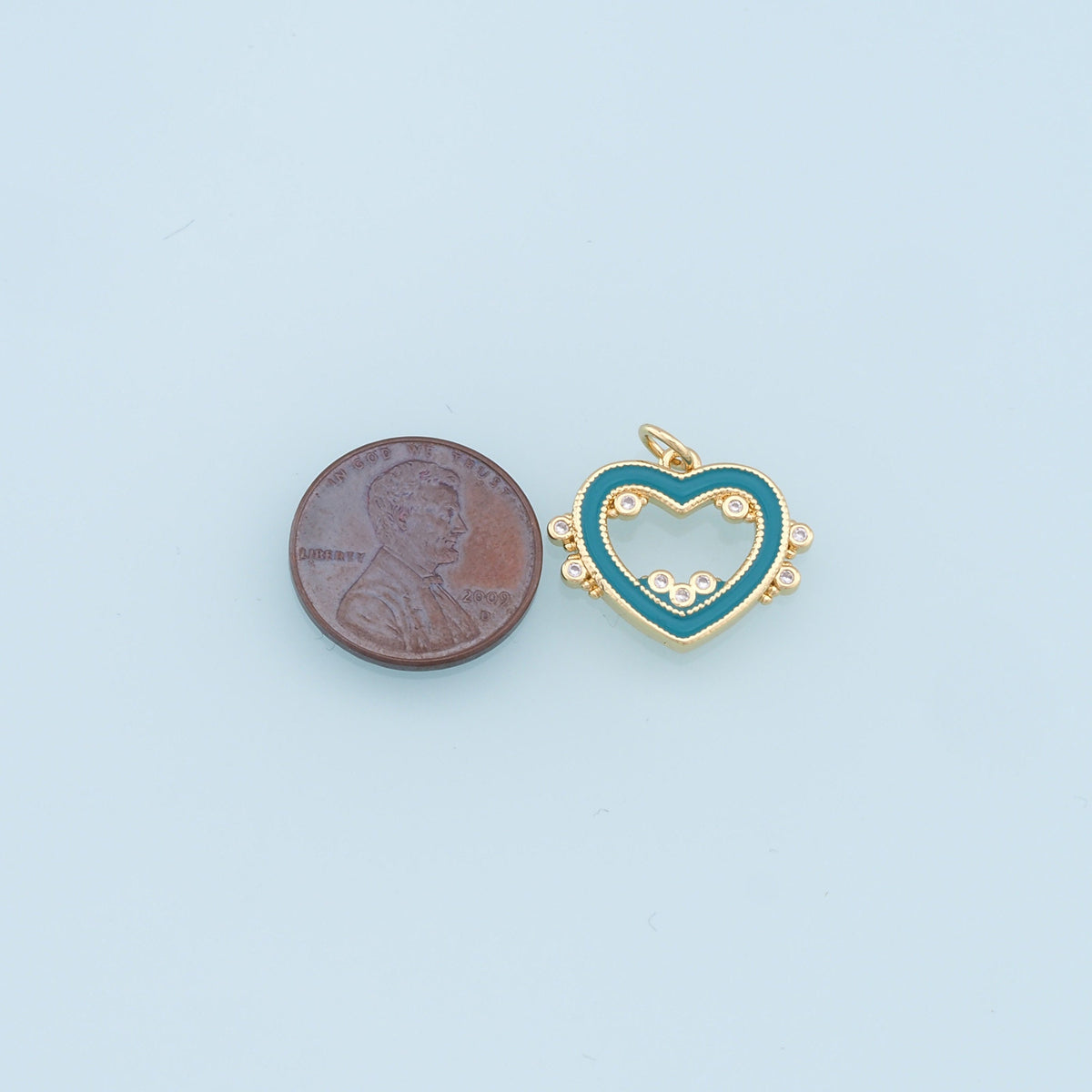 18K Gold Filled Heart Enamel Charm Pendant for Jewelry Making