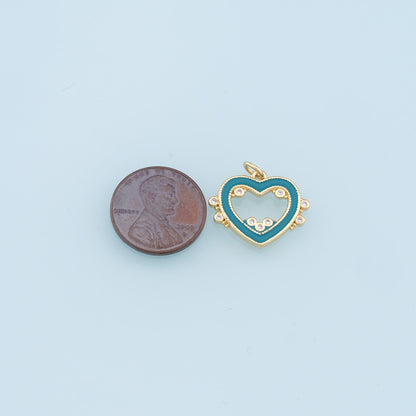 18K Gold Filled Heart Enamel Charm Pendant for Jewelry Making