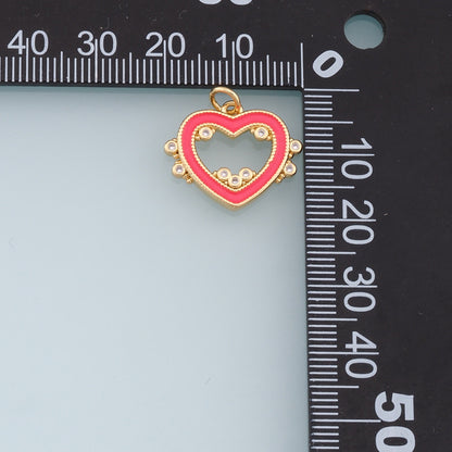 18K Gold Filled Heart Enamel Charm Pendant for Jewelry Making
