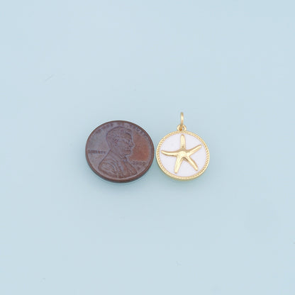 Gold Starfish Charms,18K Gold Filled Enamel Sea star Pendant,Starfish Charm Bracelet Necklace for DIY Jewelry Making Supply