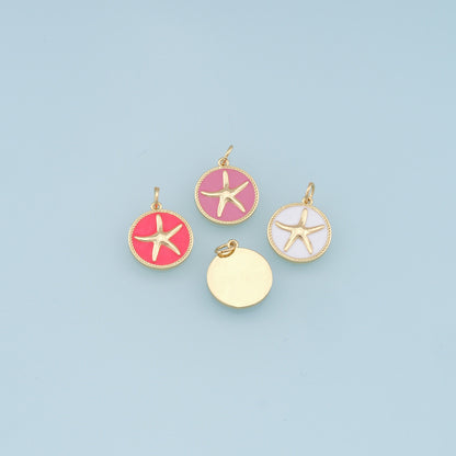 Gold Starfish Charms,18K Gold Filled Enamel Sea star Pendant,Starfish Charm Bracelet Necklace for DIY Jewelry Making Supply