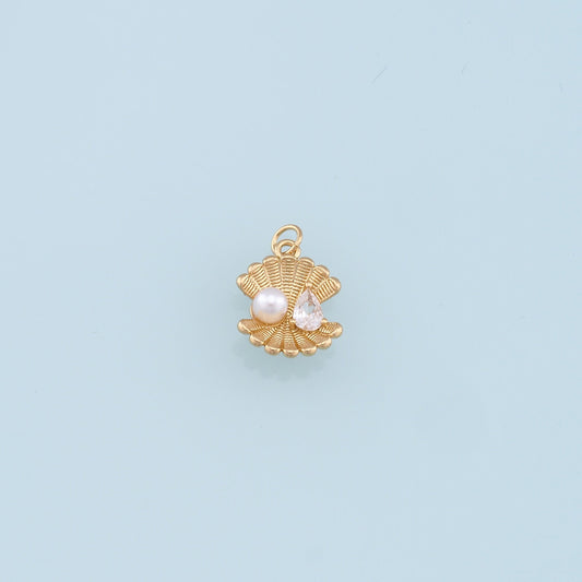 Gold Pearl Shell Charms,18K Gold Filled Conch Shell Pendant,Conch Shell Charm Bracelet Necklace for DIY Jewelry Making Supply