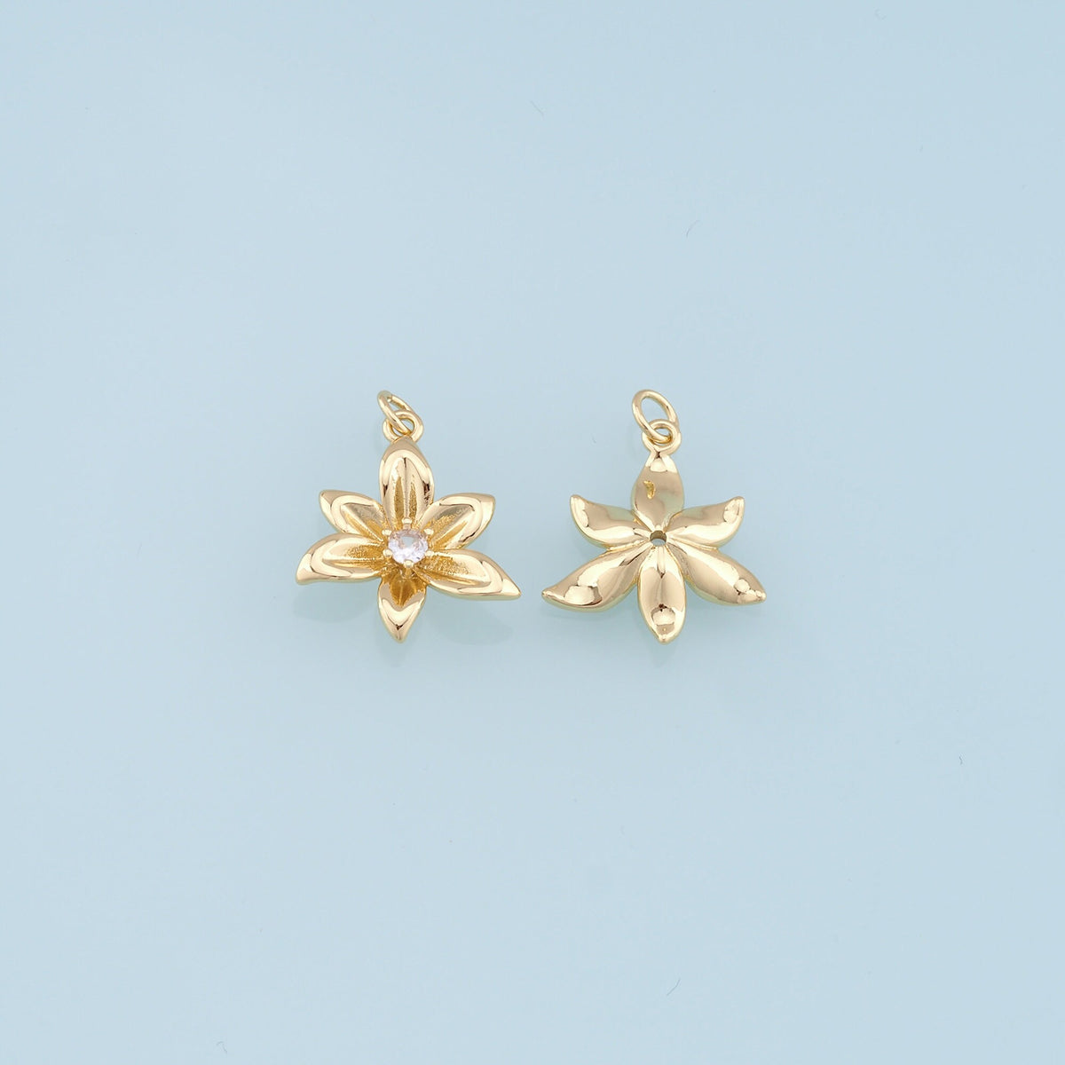Gold Flower Charms,18K Gold Filled Flower Pendant,Silver Flower Charm Bracelet Necklace for DIY Jewelry Making Supply
