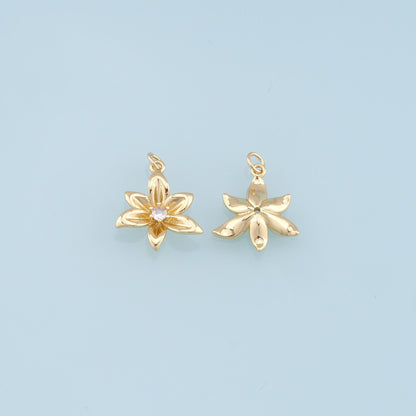 Gold Flower Charms,18K Gold Filled Flower Pendant,Silver Flower Charm Bracelet Necklace for DIY Jewelry Making Supply
