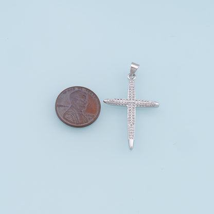 Gold Cross Charms,18K Gold Filled Cross Pendant,CZ Micro Pave Cross Charm Bracelet Necklace for DIY Jewelry Making Supply