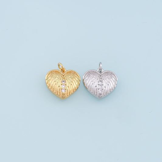 Gold Heart Wings Charms,18K Gold Filled Wings Pendant,Angel Wings Charm Bracelet Necklace for DIY Jewelry Making Supply