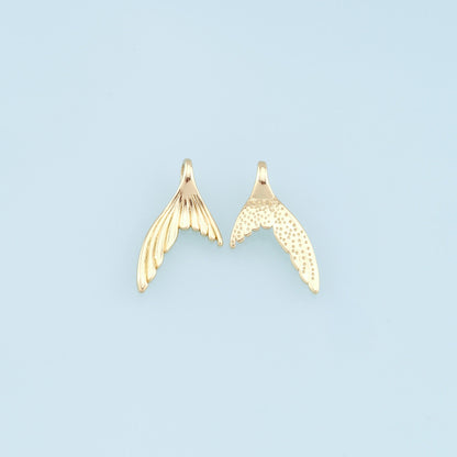 Gold Mermaid Tail Charms,18K Gold Mermaid Pendant,Fish Tail Charm Bracelet Necklace for DIY Jewelry Making Supply