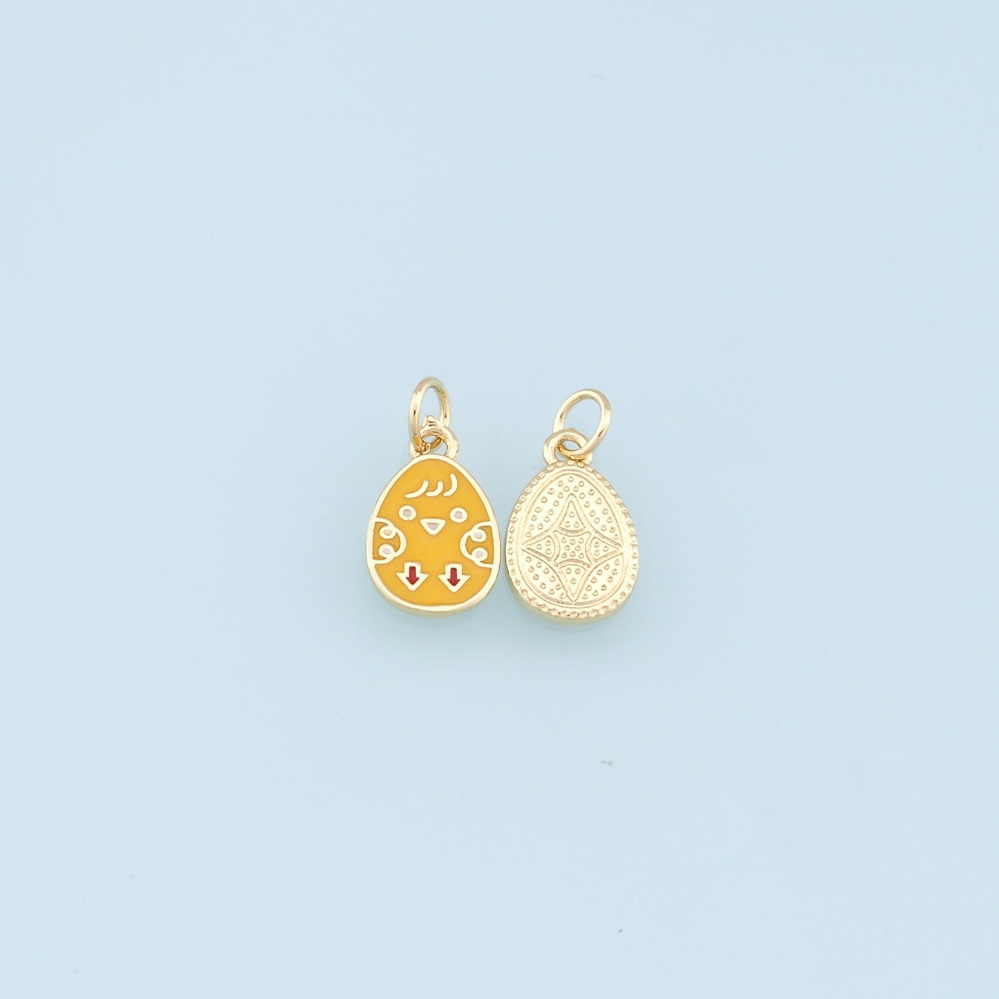 Gold Easter Egg Charms,18K Gold Filled Enamle Egg Pendant,Yellow Easter Egg Charm Bracelet Necklace for DIY Jewelry Making Supply