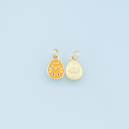 Gold Easter Egg Charms,18K Gold Filled Enamle Egg Pendant,Yellow Easter Egg Charm Bracelet Necklace for DIY Jewelry Making Supply