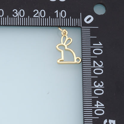 Gold Rabbit Charms,18K Gold Filled Rabbit Pendant,Animal Charm Bracelet Necklace for DIY Jewelry Making Supply