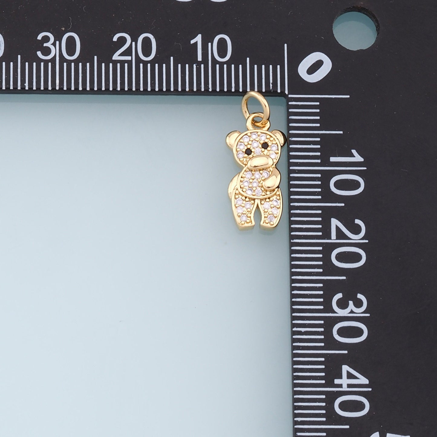 Gold Bear Charms,18K Gold Filled CZ Micro Pave Bear Pendant, Cute Bear Charm Bracelet Necklace for DIY Jewelry Making Supply
