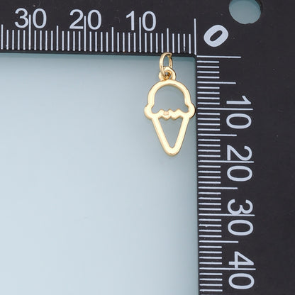 Gold Ice Cream Charms,18K Gold Filled Ice Cream Pendant,cute Ice Cream Charm Bracelet Necklace for DIY Jewelry Making Supply