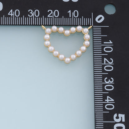 18K Gold Filled Heart Pearl Charm Pendant for Jewelry Making