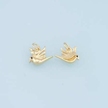 Gold Bird Charms,18K Gold Filled Bird Pendant,Bird Charm Bracelet Necklace for DIY Jewelry Making Supply