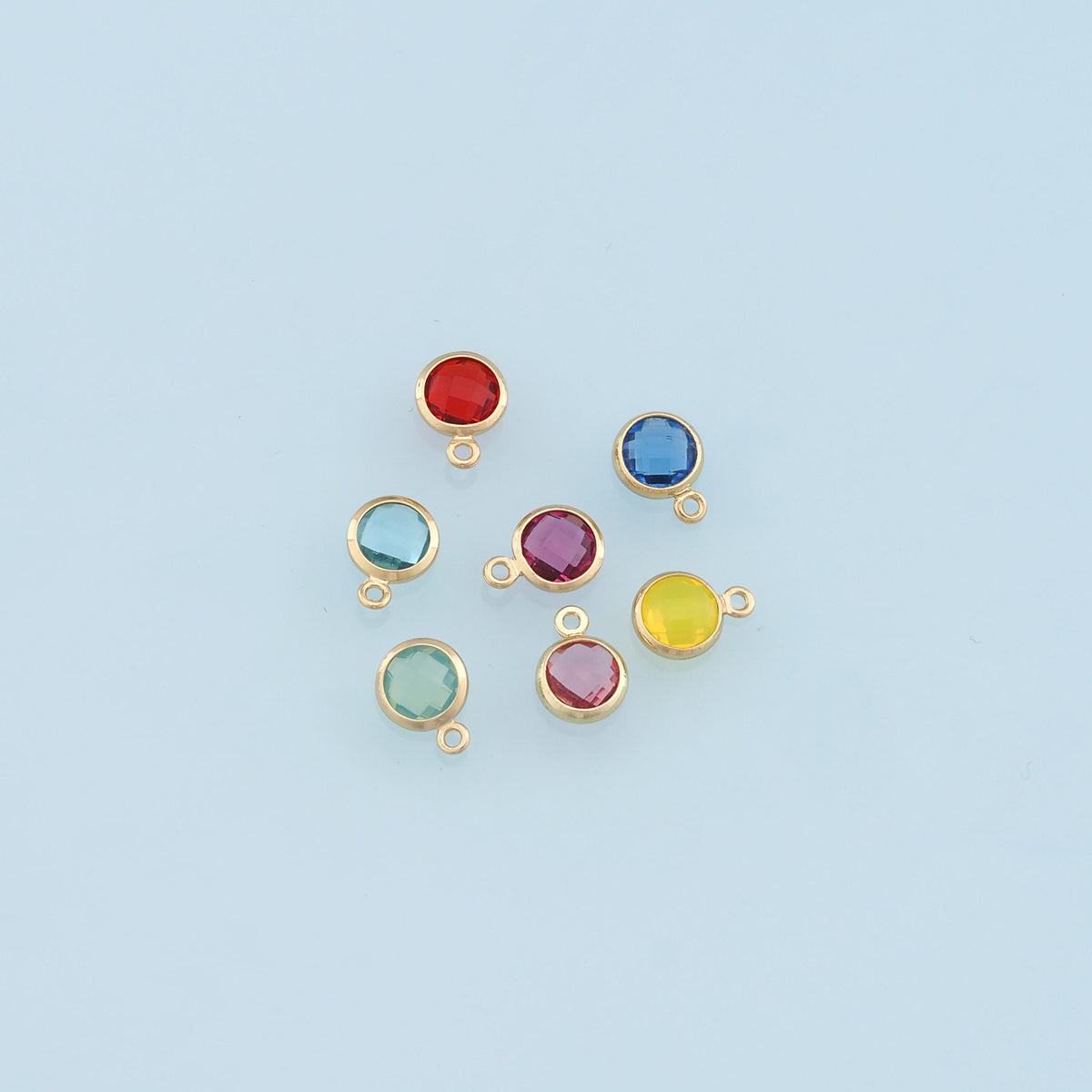 18K Gold Filled Crystal Round Charm Pendant for Jewelry Making