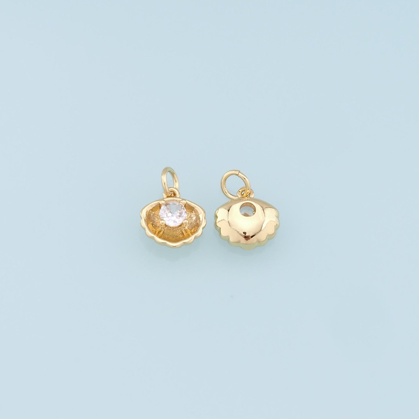 Gold Shell Charms,18K Gold Filled Conch Shell Pendant,Crystal Shell Charm Bracelet Necklace for DIY Jewelry Making Supply