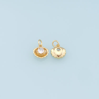 Gold Shell Charms,18K Gold Filled Conch Shell Pendant,Crystal Shell Charm Bracelet Necklace for DIY Jewelry Making Supply