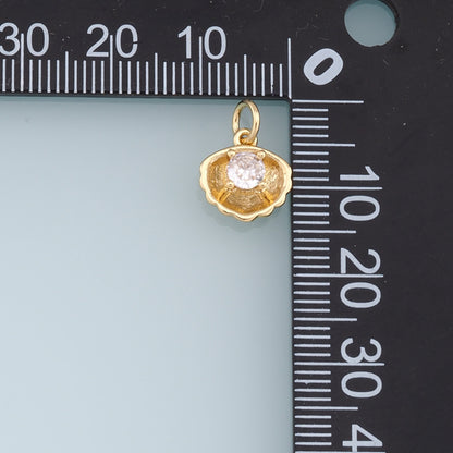 Gold Shell Charms,18K Gold Filled Conch Shell Pendant,Crystal Shell Charm Bracelet Necklace for DIY Jewelry Making Supply