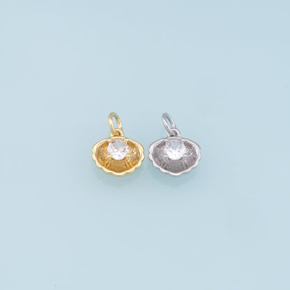 Gold Shell Charms,18K Gold Filled Conch Shell Pendant,Crystal Shell Charm Bracelet Necklace for DIY Jewelry Making Supply