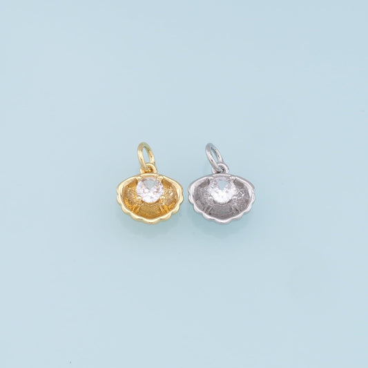 Gold Shell Charms,18K Gold Filled Conch Shell Pendant,Crystal Shell Charm Bracelet Necklace for DIY Jewelry Making Supply