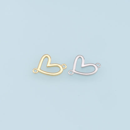 Gold Heart Connector Charms,18K Gold Filled Heart Pendant,Heart Charm Bracelet Necklace for DIY Jewelry Making Supply