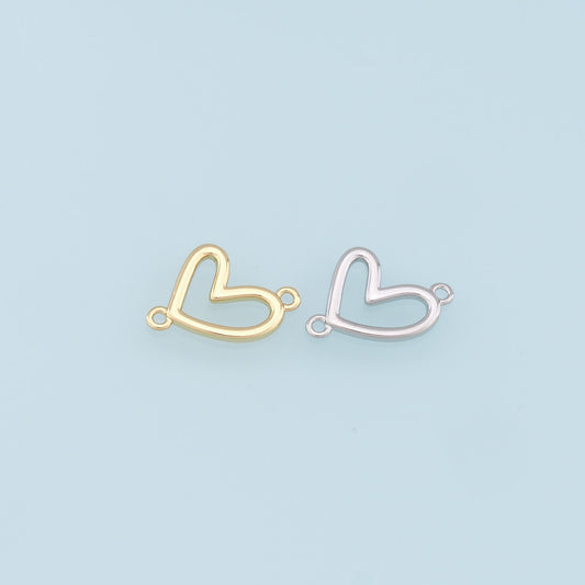 Gold Heart Connector Charms,18K Gold Filled Heart Pendant,Heart Charm Bracelet Necklace for DIY Jewelry Making Supply