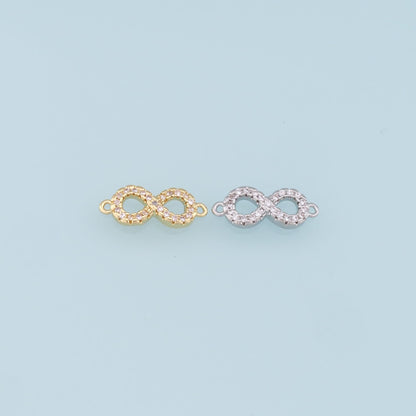 Gold Infinity Connector Charms,18K Gold Filled Infinity Pendant,CZ Micro Pave Infinity Charm Bracelet Necklace for DIY Jewelry Making Supply