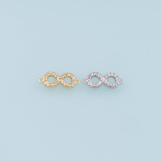 Gold Infinity Connector Charms,18K Gold Filled Infinity Pendant,CZ Micro Pave Infinity Charm Bracelet Necklace for DIY Jewelry Making Supply