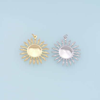 18K Gold Filled Sun Charm Pendant for Jewelry Making