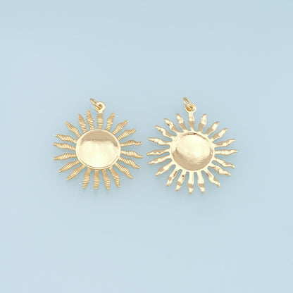 18K Gold Filled Sun Charm Pendant for Jewelry Making