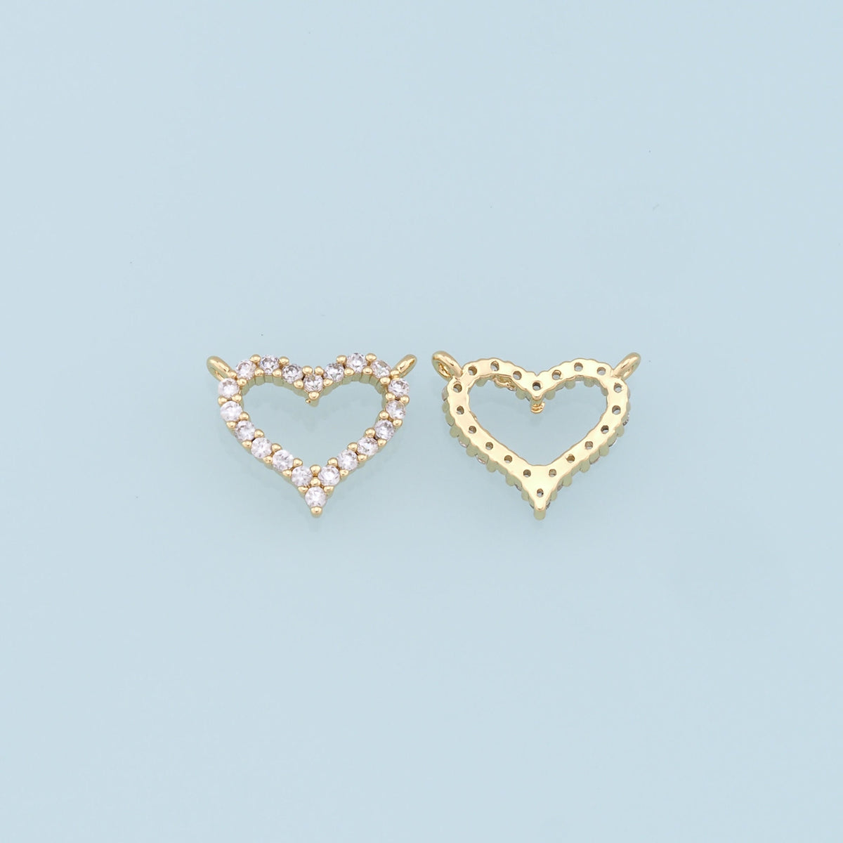Gold Heart Charms,18K Gold Filled Heart Pendant,CZ Micro Pave Heart Charm Bracelet Necklace for DIY Jewelry Making Supply