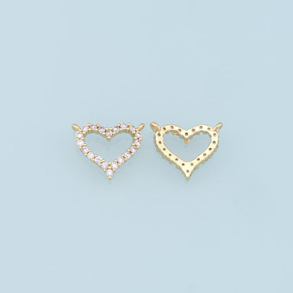 Gold Heart Charms,18K Gold Filled Heart Pendant,CZ Micro Pave Heart Charm Bracelet Necklace for DIY Jewelry Making Supply