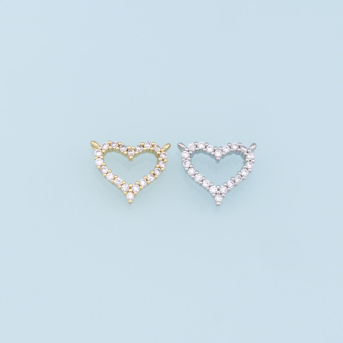 Gold Heart Charms,18K Gold Filled Heart Pendant,CZ Micro Pave Heart Charm Bracelet Necklace for DIY Jewelry Making Supply